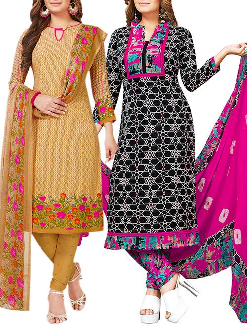 multi colored unstitched combo suit - 15381202 - Very Small Image - 1