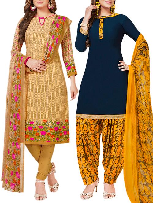 multi colored unstitched combo suit - 15381204 - Very Small Image - 1