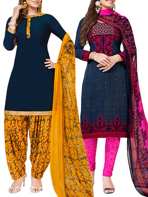 multi colored unstitched combo suit - 15381232 - Very Small Image - 1