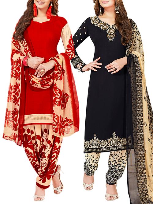 multi colored unstitched combo suit - 15381253 - Very Small Image - 1