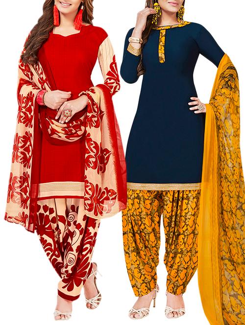 multi colored unstitched combo suit - 15381259 - Very Small Image - 1