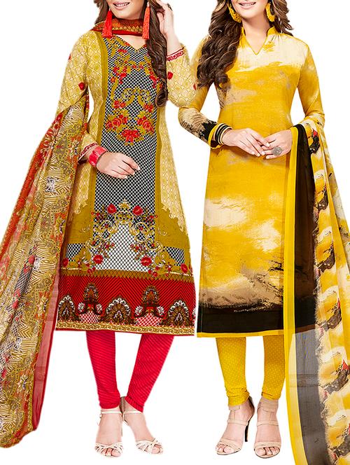 multi colored unstitched combo suit - 15381304 - Very Small Image - 1