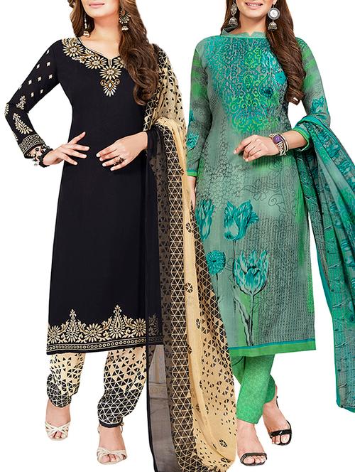 multi colored unstitched combo suit - 15381353 - Very Small Image - 1