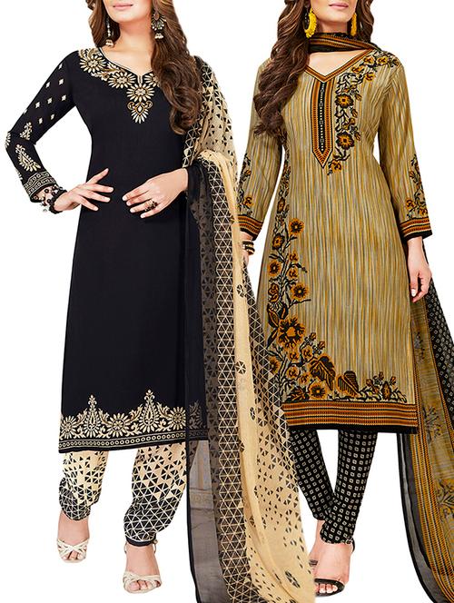 multi colored unstitched combo suit - 15381380 - Very Small Image - 1