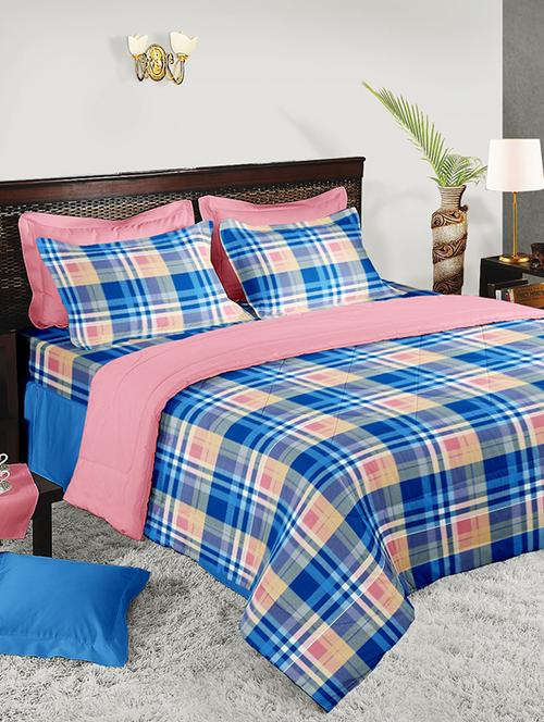 100% mercerized cotton double bedsheet with 2 pillow covers - 15381381 - Very Small Image - 1