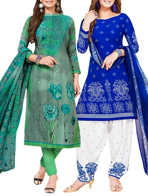 multi colored unstitched combo suit - 15381475 - Very Small Image - 1