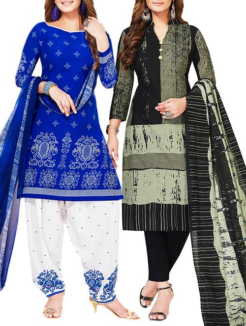 multi colored unstitched combo suit - 15381480 - Very Small Image - 1