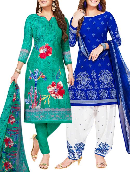 multi colored unstitched combo suit - 15381490 - Very Small Image - 1