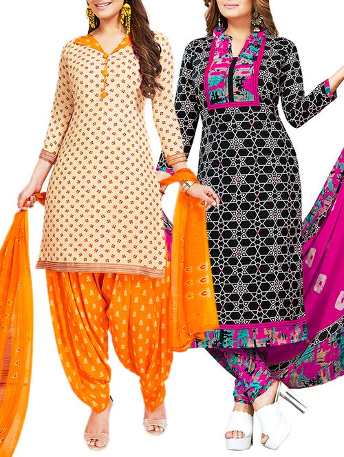 multi colored unstitched combo suit - 15381517 - Very Small Image - 1