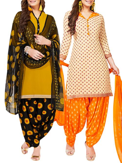 multi colored unstitched combo suit - 15381522 - Very Small Image - 1