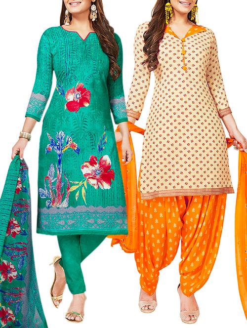 multi colored unstitched combo suit - 15381523 - Very Small Image - 1