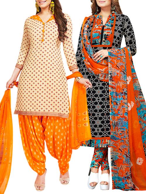 multi colored unstitched combo suit - 15381526 - Very Small Image - 1