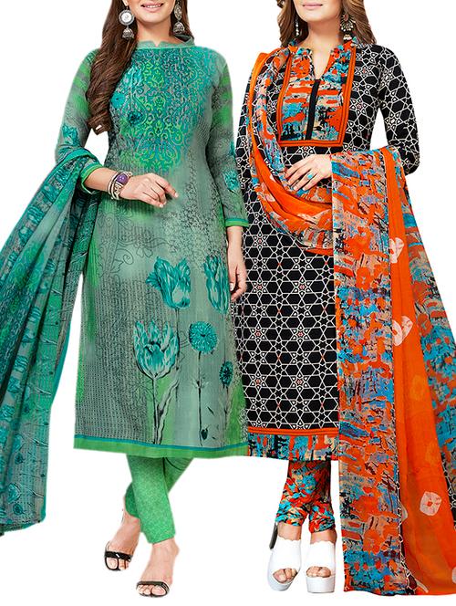 multi colored unstitched combo suit - 15381567 - Very Small Image - 1