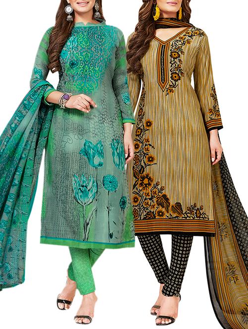 multi colored unstitched combo suit - 15381569 - Very Small Image - 1