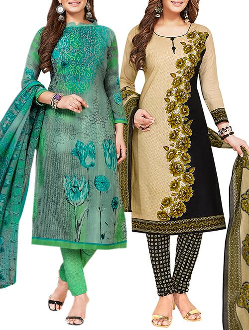multi colored unstitched combo suit - 15381577 - Very Small Image - 1