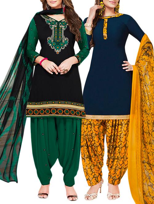multi colored unstitched combo suit - 15381584 - Very Small Image - 1
