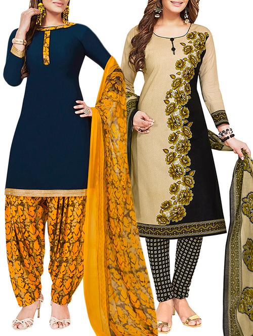 multi colored unstitched combo suit - 15381596 - Very Small Image - 1