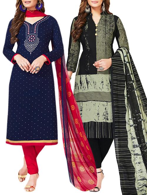 multi colored unstitched combo suit - 15381615 - Very Small Image - 1