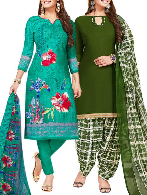 multi colored unstitched combo suit - 15381618 - Very Small Image - 1