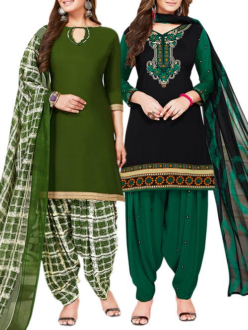 multi colored unstitched combo suit - 15381619 - Very Small Image - 1