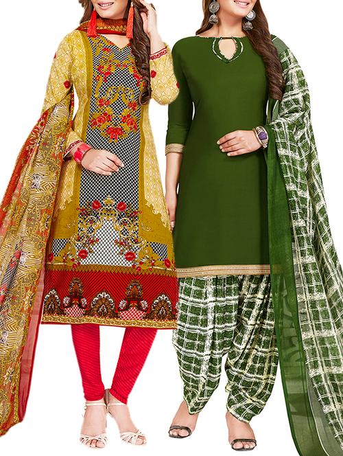 multi colored unstitched combo suit - 15381620 - Very Small Image - 1