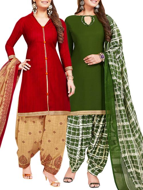 multi colored unstitched combo suit - 15381628 - Very Small Image - 1