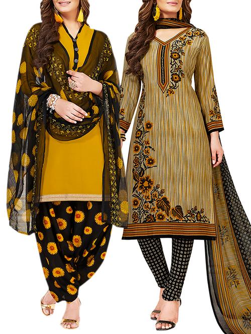 multi colored unstitched combo suit - 15381639 - Very Small Image - 1