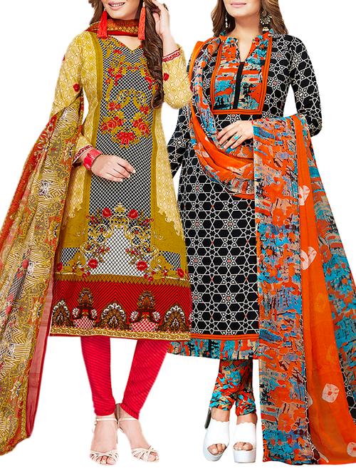 multi colored unstitched combo suit - 15381679 - Very Small Image - 1