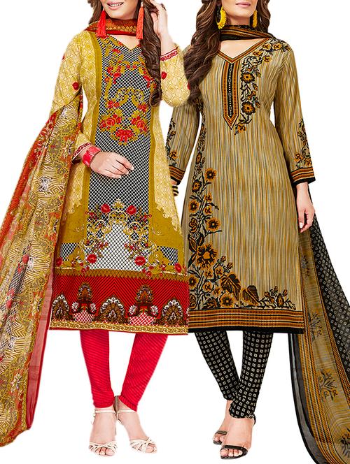 multi colored unstitched combo suit - 15381681 - Very Small Image - 1