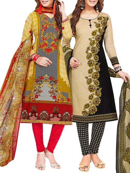 multi colored unstitched combo suit - 15381689 - Very Small Image - 1