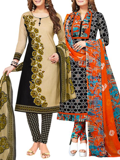 multi colored unstitched combo suit - 15381701 - Very Small Image - 1