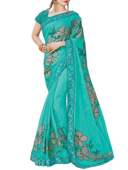 floral embroidered saree with blouse - 15381970 - Very Small Image - 1