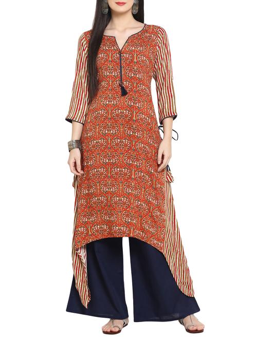 kalamkari print kurta palazzo set - 15382468 - Very Small Image - 1
