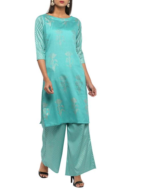 floral print kurta palazzo set - 15382473 - Very Small Image - 1