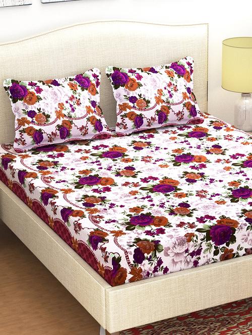 polycotton double bedsheet with 2 pillow covers - 15382784 - Very Small Image - 1