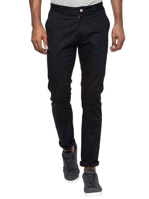 black cotton chinos casual trousers - 15383709 - Very Small Image - 1