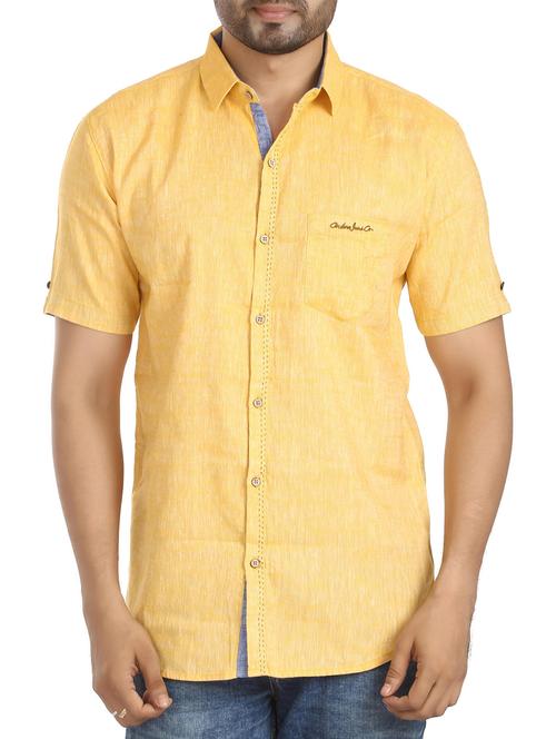 yellow cotton casual shirt - 15383751 - Very Small Image - 1