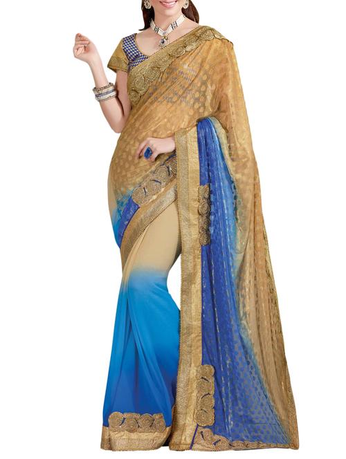 ombre half & half saree with blouse - 15384128 - Very Small Image - 1