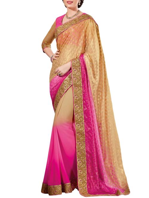 ombre half & half saree with blouse - 15384130 - Very Small Image - 1