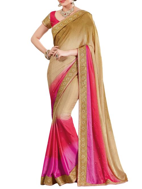 ombre embellished border saree with blouse - 15384131 - Very Small Image - 1