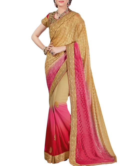 ombre half & half saree with blouse - 15384134 - Very Small Image - 1