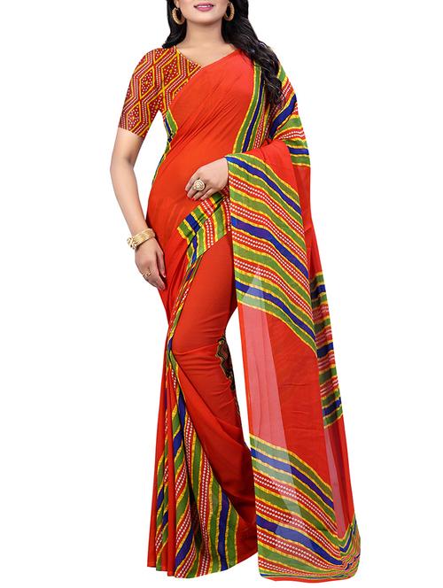 leheriya georgette saree with blouse - 15384415 - Very Small Image - 1
