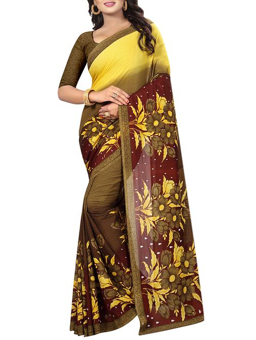 floral printed georgette saree with blouse - 15384427 - Very Small Image - 1