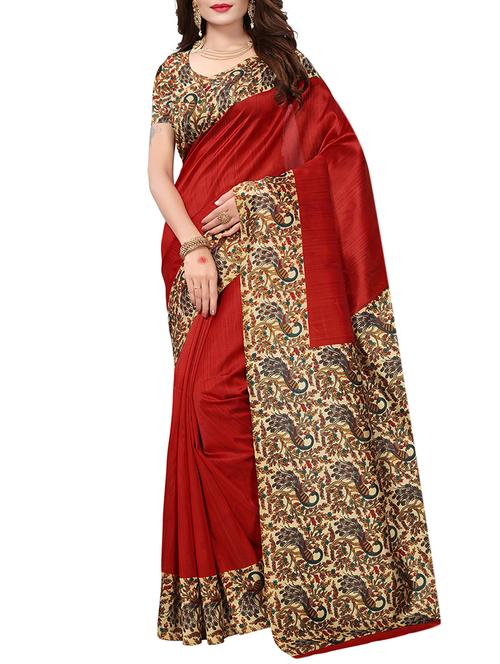 kalamkari printed bhagalpuri saree with blouse - 15384428 - Very Small Image - 1