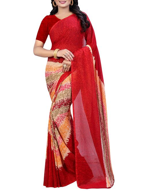 abstract printed georgette saree with blouse - 15384437 - Very Small Image - 1