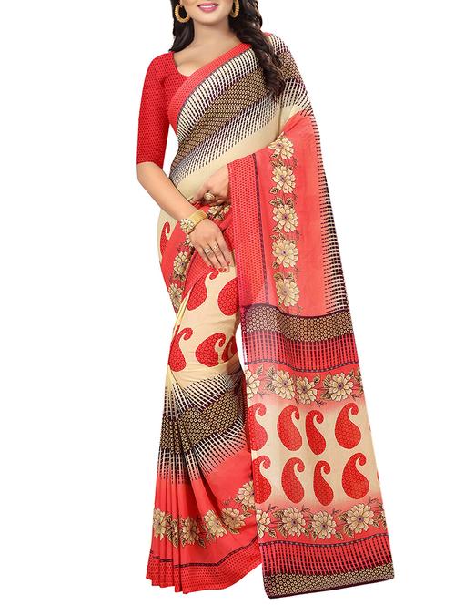 paisley printed georgette saree with blouse - 15384438 - Very Small Image - 1