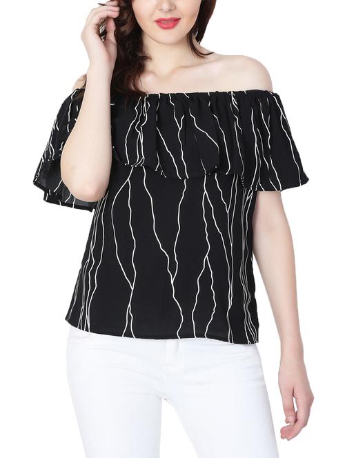 off shoulder printed layered top - 15384660 - Very Small Image - 1