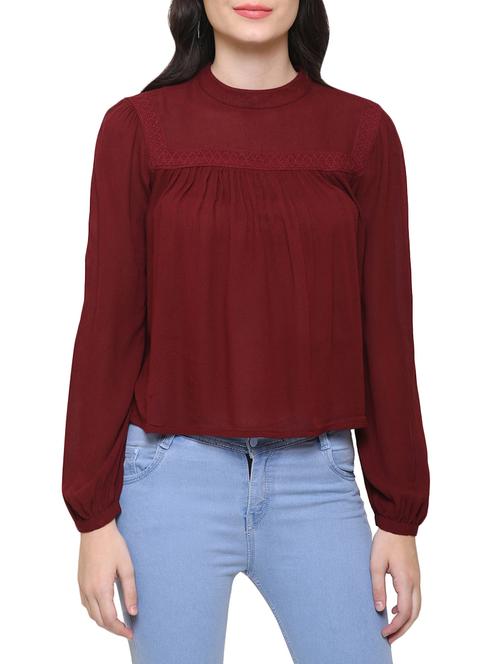 mock neck lace detail top - 15384673 - Very Small Image - 1