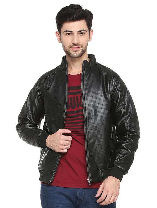 black solid polyester biker jacket - 15385099 - Very Small Image - 1