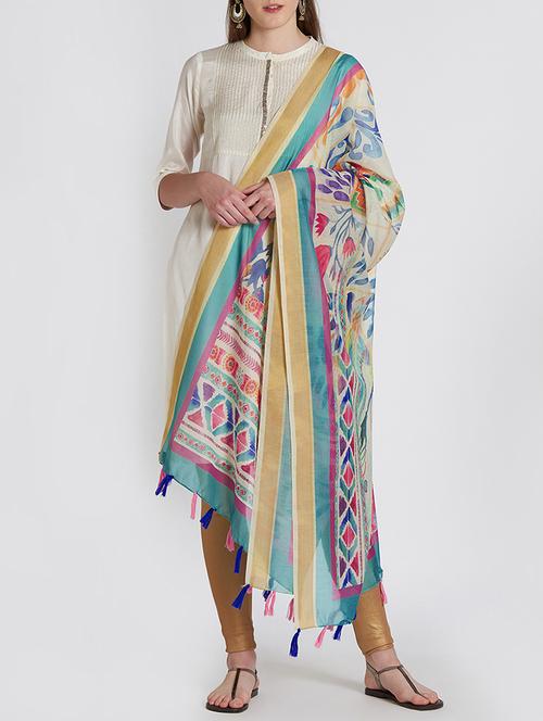 floral woven dupatta - 15385471 - Very Small Image - 1
